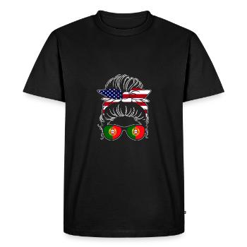 Awesome Messy Bun American Portuguese For The - Men's Premium Organic T-Shirt - black - Front - Nico (187cm)