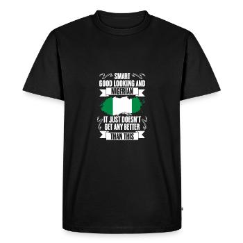 Funny Smart Good Looking Nigerian For The Nigerian - Men's Premium Organic T-Shirt - black - Front - Nico (187cm)