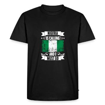 Drôle Nigeria appelle et je dois y aller pour - T-shirt Premium bio Homme - noir - Devant - Nico (187cm)
