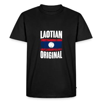 Impressionnant drapeau laotien original du Laos Racines laotiens - T-shirt Premium bio Homme - noir - Devant - Nico (187cm)