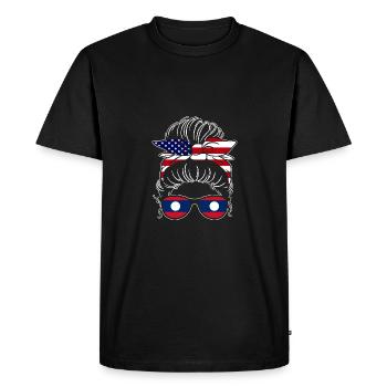 Awesome Half American Half Laotian Girl Messy Bun - Men's Premium Organic T-Shirt - black - Front - Nico (187cm)