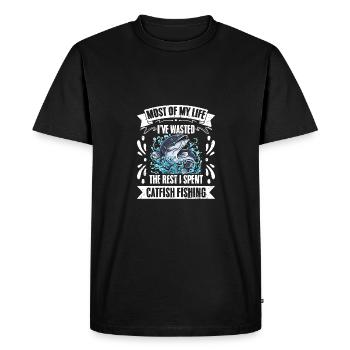 La majeure partie de ma vie, j’ai drôle de chasseur de poisson-chat A - T-shirt Premium bio Homme - noir - Devant - Nico (187cm)