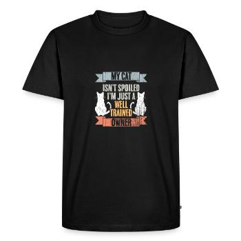 Mon chat n’est pas gâté, je suis juste bien dressé, génial - T-shirt Premium bio Homme - noir - Devant - Nico (187cm)