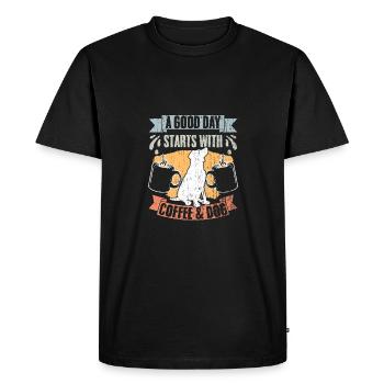 Vintage A Good Day Starts With Coffee And Dog - Men's Premium Organic T-Shirt - black - Front - Nico (187cm)