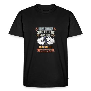 Pour ma défense, la lune était pleine et je suis resté - T-shirt Premium bio Homme - noir - Devant - Nico (187cm)