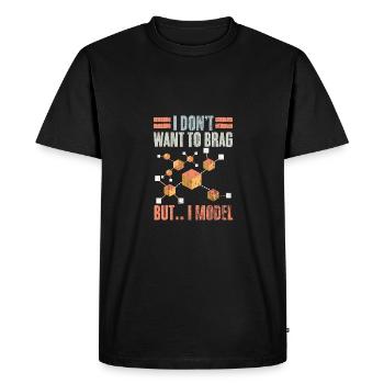 Retro I Don't Want To Brag But I Model For A Data - Men's Premium Organic T-Shirt - black - Front - Nico (187cm)