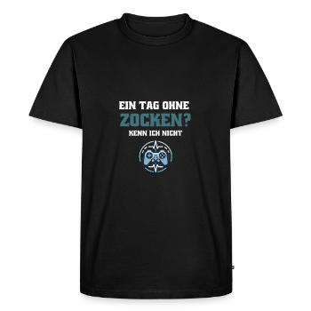 Une journée sans jeu – je ne sais pas | Chemise gamer - T-shirt Premium bio Homme - noir - Devant - Nico (187cm)