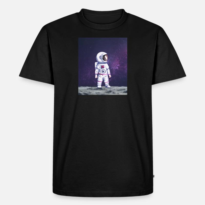 astronaut Mond Ölgemälde - Männer Premium Bio T-Shirt - Schwarz