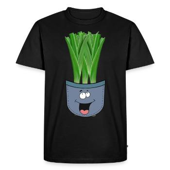 Poireau de poche Légume Adolescent Adolescent - T-shirt Premium bio Homme - noir - Devant - Nico (187cm)