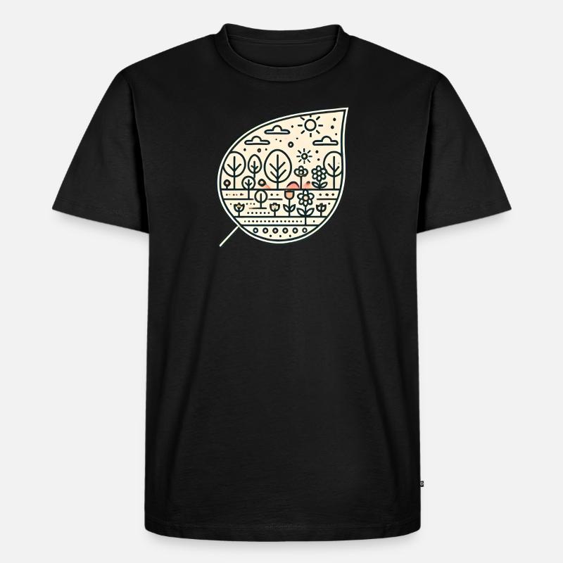 Blatt schräg - Männer Premium Bio T-Shirt - Schwarz