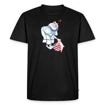 Clown de cirque avec cochon et balle - T-shirt Premium bio Homme - noir - Devant - Nico (187cm)