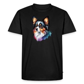 Papillon Chien Mignon Mignon Aquarelle Coloré - T-shirt Premium bio Homme - noir - Devant - Nico (187cm)