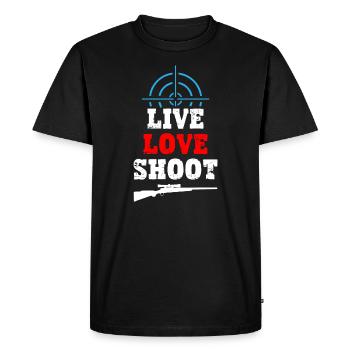 Live Love Shoot - Sniper - Men's Premium Organic T-Shirt - black - Front - Nico (187cm)