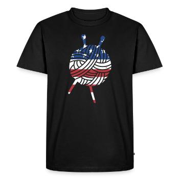 Knitter Us Flag Knitting - Men's Premium Organic T-Shirt - black - Front - Nico (187cm)