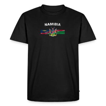 Drapeau de la Namibie shirt - Badges Namibie et Namibie Fl - T-shirt Premium bio Homme - noir - Devant - Nico (187cm)
