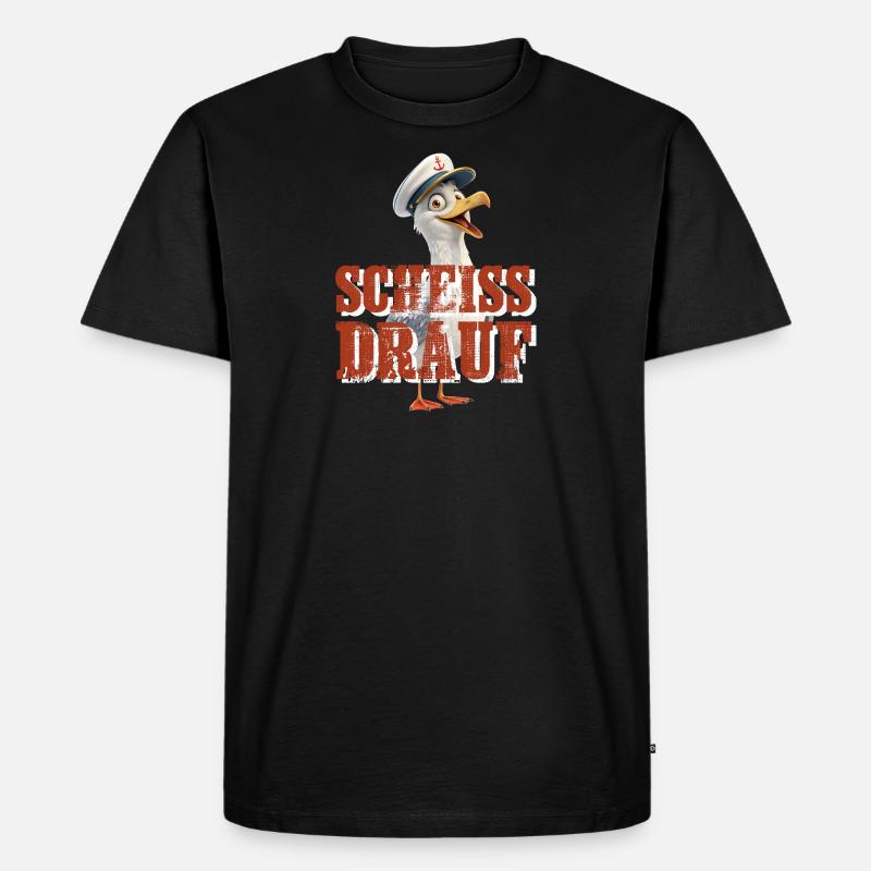 Scheiß drauf Möwe - Männer Premium Bio T-Shirt - Schwarz