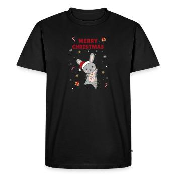 Lapin Joyeux Noël Animaux d’hiver Lapins - T-shirt Premium bio Homme - noir - Devant - Nico (187cm)