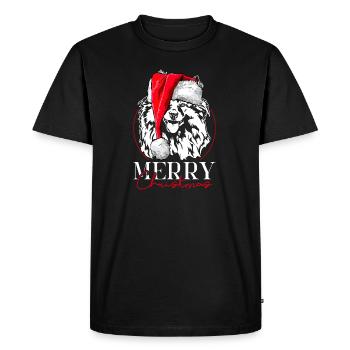 Père Noël Wolfsspitz Joyeux Noël Chiens Wilsigns - T-shirt Premium bio Homme - noir - Devant - Nico (187cm)