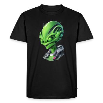 Alien Portrait: Intriguing face from an attached - Men's Premium Organic T-Shirt - black - Front - Nico (187cm)