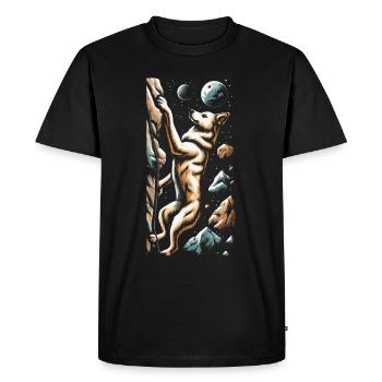 Climbing and dog - Men's Premium Organic T-Shirt - black - Front - Nico (187cm)