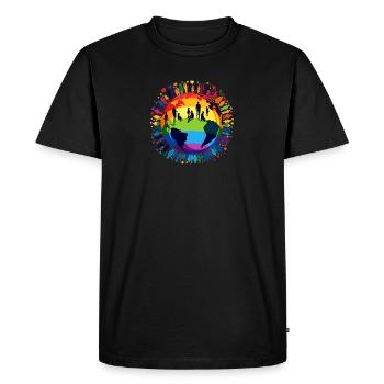 All people together on the planet - Men's Premium Organic T-Shirt - black - Front - Nico (187cm)