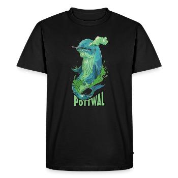 Pot, Cannabis, Herbe, Cachalot, THC - T-shirt Premium bio Homme - noir - Devant - Nico (187cm)