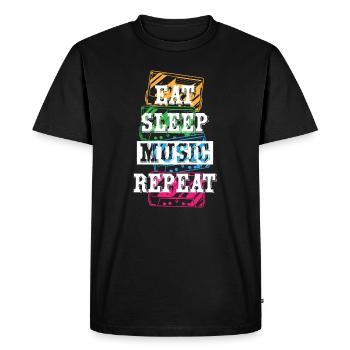 Manger Dormir Musique Répéter - T-shirt Premium bio Homme - noir - Devant - Nico (187cm)