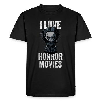I love Horror Movies - Doll Comic Illustration - Men's Premium Organic T-Shirt - black - Front - Nico (187cm)