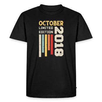 Octobre 2018 - Cadeau anniversaire Octobre 2018 - T-shirt Premium bio Homme - noir - Devant - Nico (187cm)