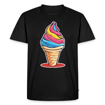 Arc-en-ciel de crème glacée - T-shirt Premium bio Homme - noir - Devant - Nico (187cm)