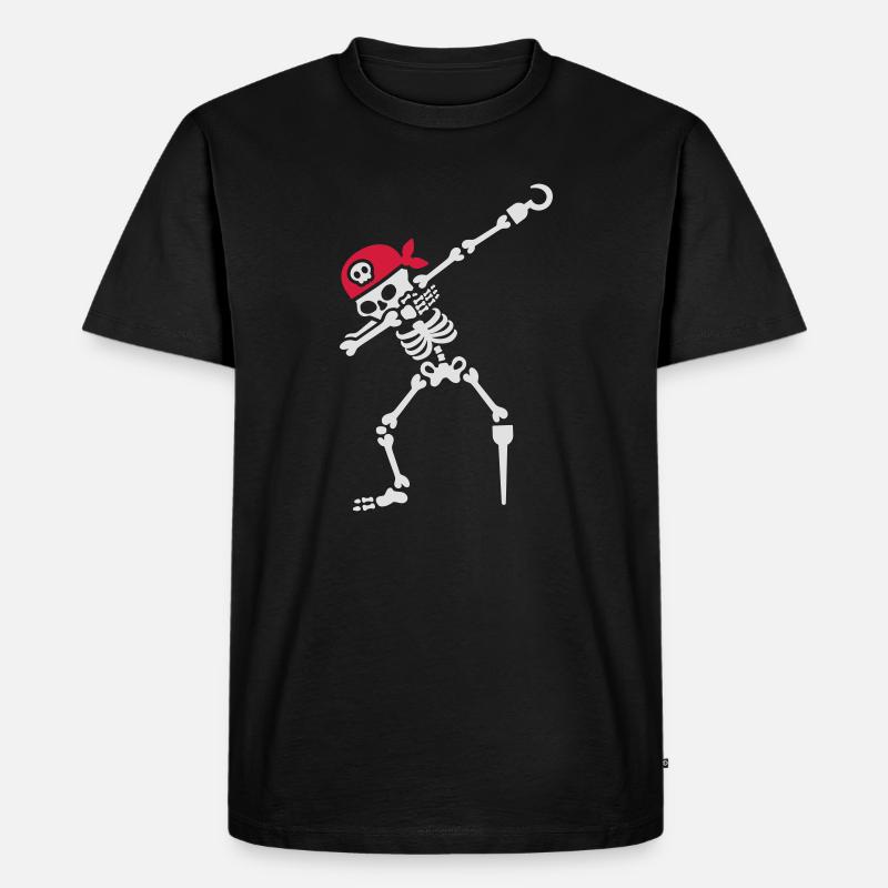 Dab / dabbing skeleton pirate - Männer Premium Bio T-Shirt - Schwarz