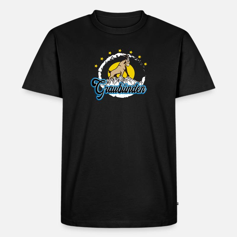 Graubünden Steinbock Summit - Männer Premium Bio T-Shirt - Schwarz