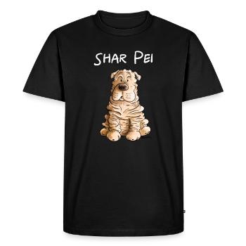 Happy Shar Pei I chien pliant - T-shirt Premium bio Homme - noir - Devant - Nico (187cm)