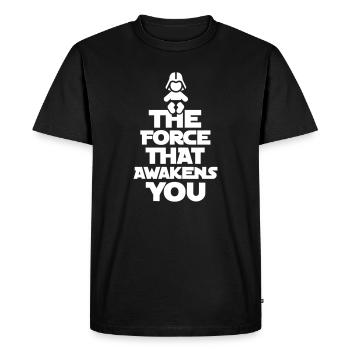 Geschenk geburt baby, La force qui vous réveille - T-shirt Premium bio Homme - noir - Devant - Nico (187cm)