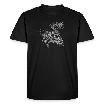 Tortue avec une île sur le dos - gris - T-shirt Premium bio Homme - noir - Devant - Nico (187cm)