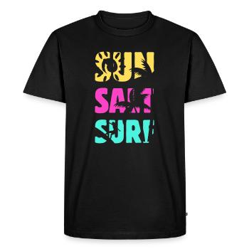 Été de surf salé au soleil - T-shirt Premium bio Homme - noir - Devant - Nico (187cm)