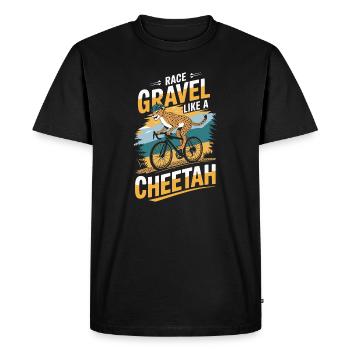 Graphique de cyclisme Race Gravel Like a Cheetah - T-shirt Premium bio Homme - noir - Devant - Nico (187cm)