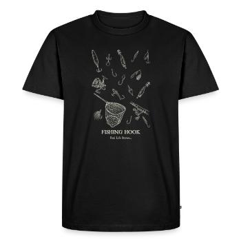 Vintage Fishing Gear Scatter - Men's Premium Organic T-Shirt - black - Front - Nico (187cm)