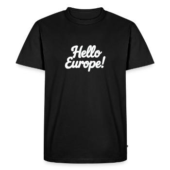 Eurovision Song Contest Fan: Hello Europe! - Men's Premium Organic T-Shirt - black - Front - Nico (187cm)