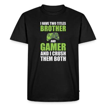Brother Gamer Confidence Tee - Men's Premium Organic T-Shirt - black - Front - Nico (187cm)