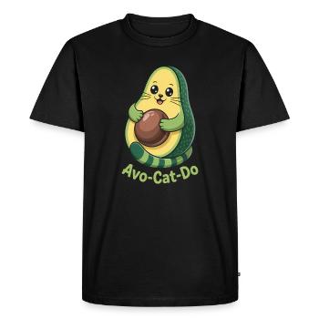 Avo-Cat-Do - T-shirt Avocat Chat Drôle - T-shirt Premium bio Homme - noir - Devant - Nico (187cm)