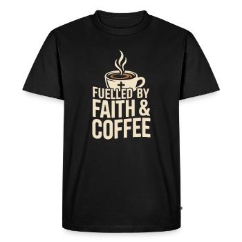 Fuelled By Faith & Coffee Glaube Und Kaffee - Men's Premium Organic T-Shirt - black - Front - Nico (187cm)