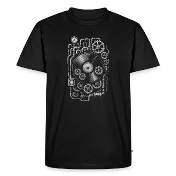 Steampunk Vinyl Gears - Men's Premium Organic T-Shirt - black - Front - Nico (187cm)