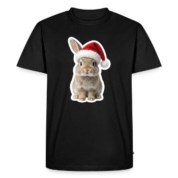 Joli lapin avec chapeau - Lapin de Noël - T-shirt Premium bio Homme - noir - Devant - Nico (187cm)