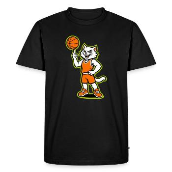 Mascotte chat de basket-ball en orange - T-shirt Premium bio Homme - noir - Devant - Nico (187cm)