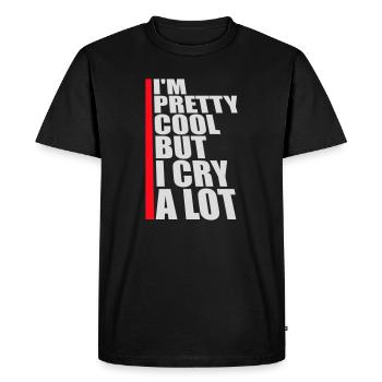 Je suis plutôt cool mais je pleure beaucoup, drôle, émotionnel - T-shirt Premium bio Homme - noir - Devant - Nico (187cm)