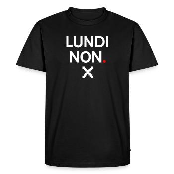 LUNDI NON | Humour lundi minimal - T-shirt Premium bio Homme - noir - Devant - Nico (187cm)