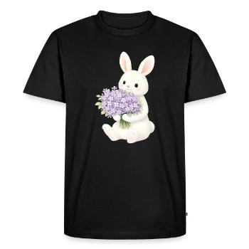 Lapin avec illustration lilas - T-shirt Premium bio Homme - noir - Devant - Nico (187cm)