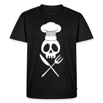 Crâne de cuisinier (blanc) - T-shirt Premium bio Homme - noir - Devant - Nico (187cm)