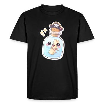 Cute Pirate Message in a Bottle - Men's Premium Organic T-Shirt - black - Front - Nico (187cm)